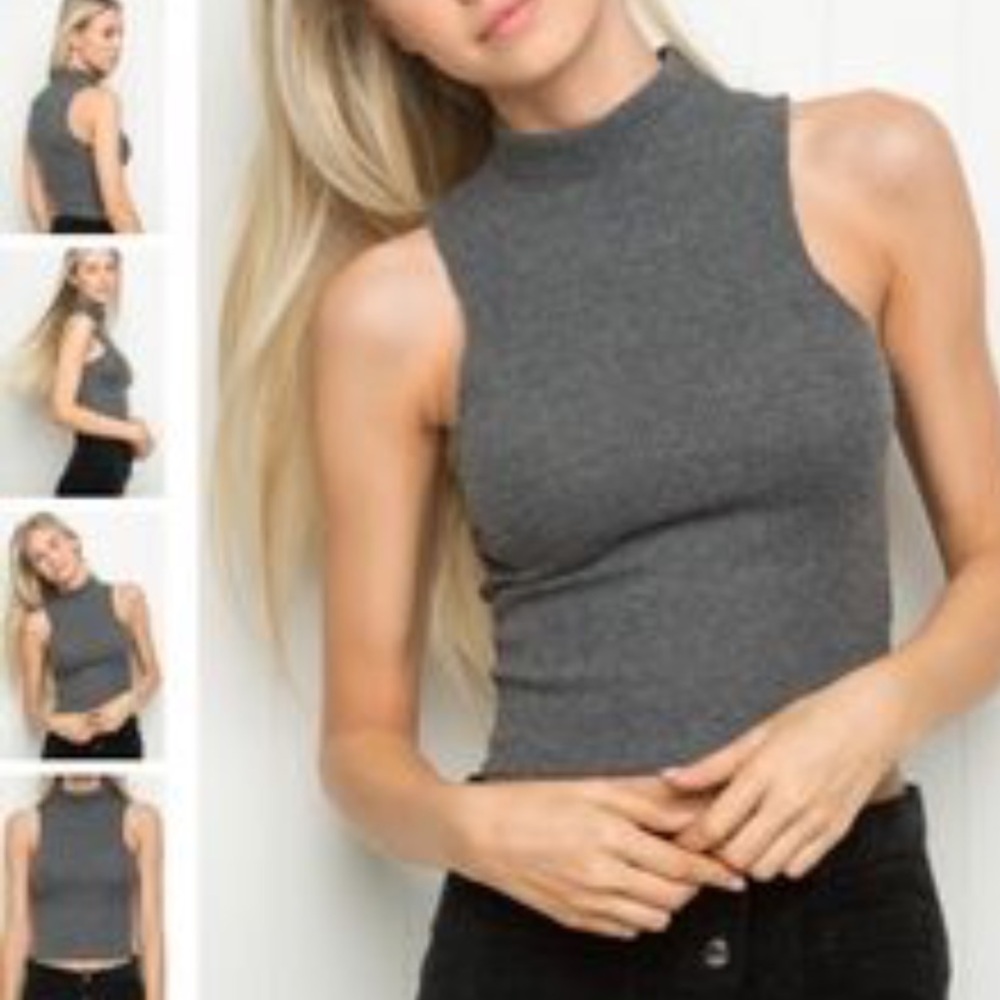 Brandy Melville Grey Franka Mock Turtleneck Tank